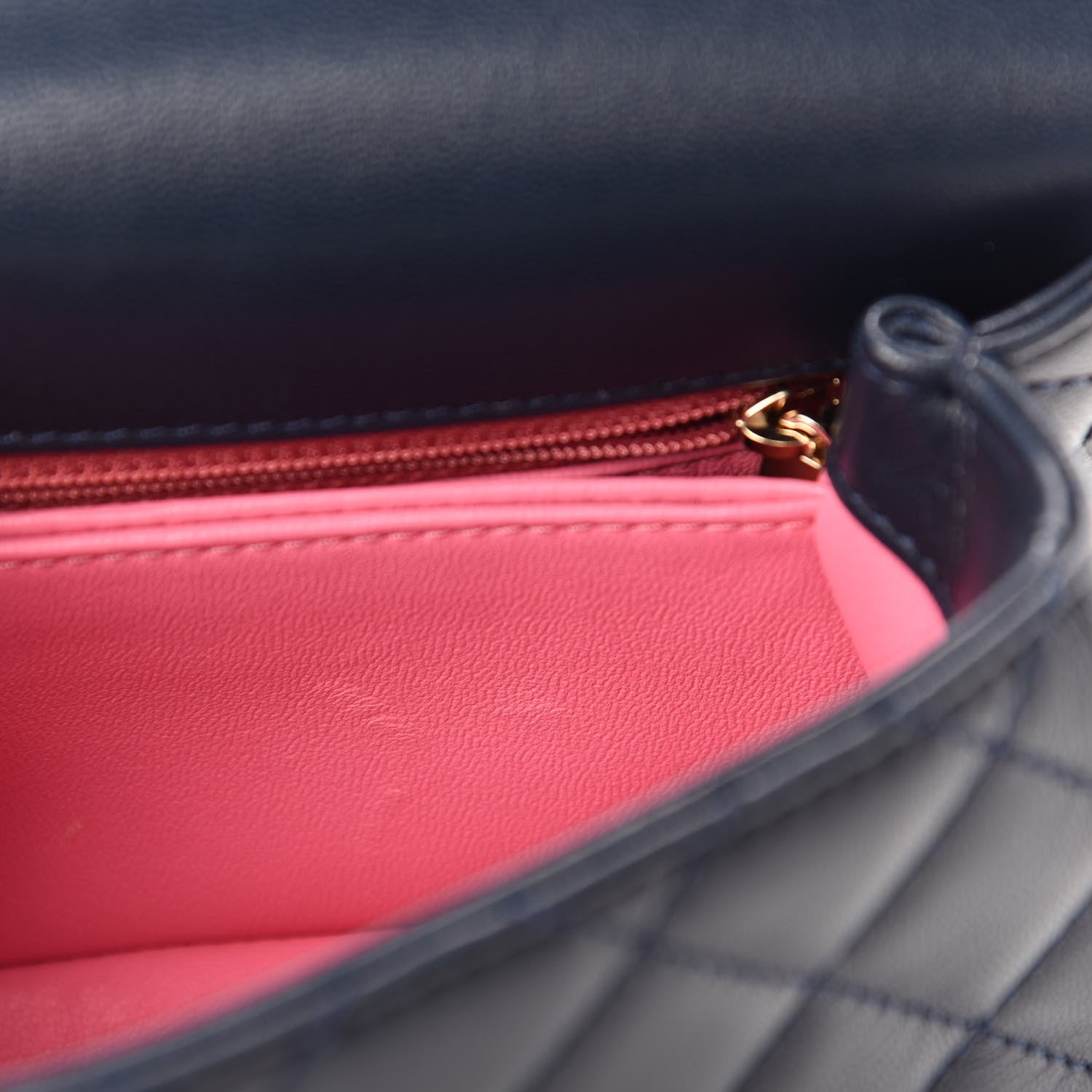 Chanel Goatskin Quilted Extra Mini Rainbow Coco Handle Flap Navy Blue 9 of 13