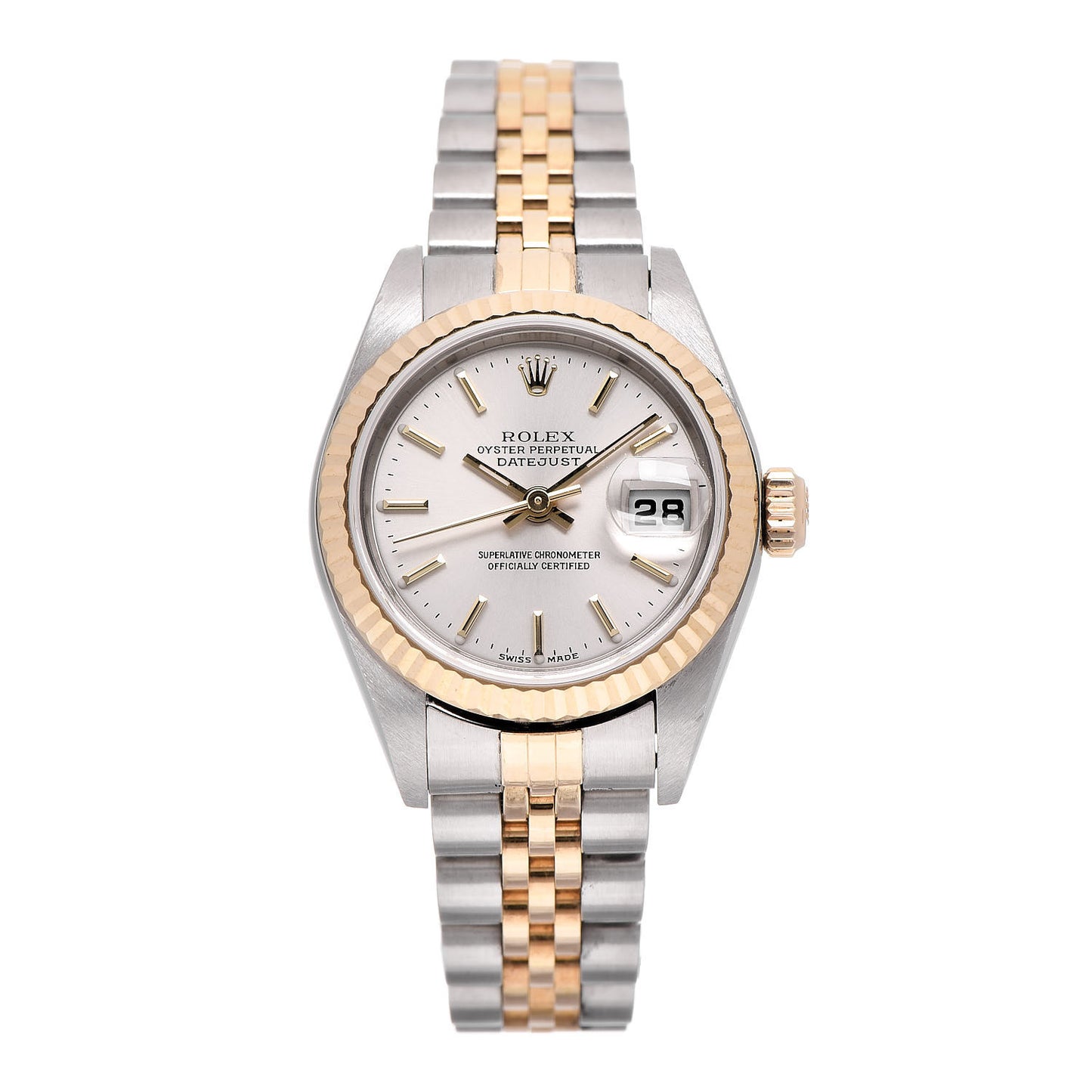 Stainless Steel 18K Yellow Gold 26mm Oyster Perpetual Datejust Watch Silver 79173