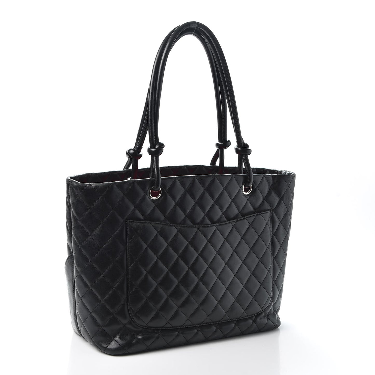 Calfskin Quilted Large Cambon Tote Black