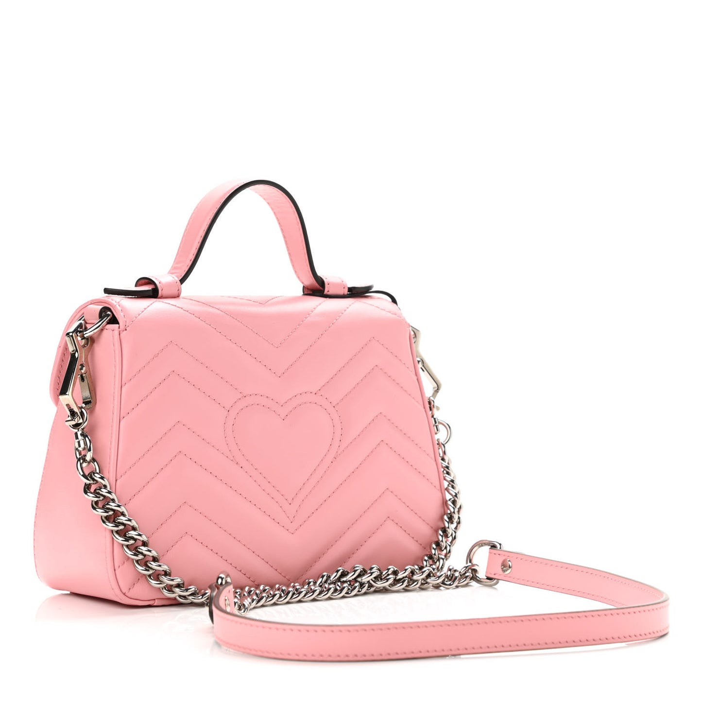 Calfskin Matelasse Mini GG Marmont Top Handle Shoulder Bag Wild Rose