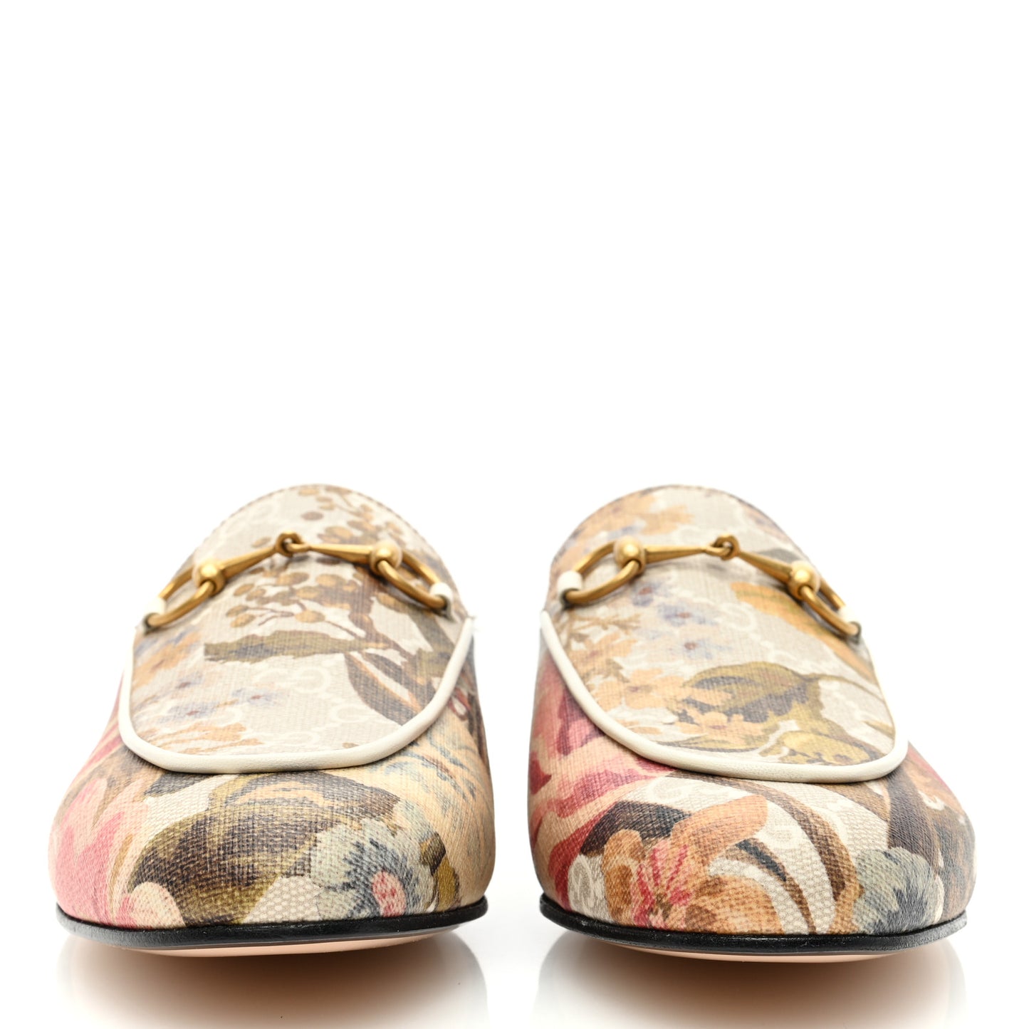 GG Supreme Monogram Malaga Kid Water Flora Womens Princetown Slippers 38.5 Beige White Multicolor Mystic White