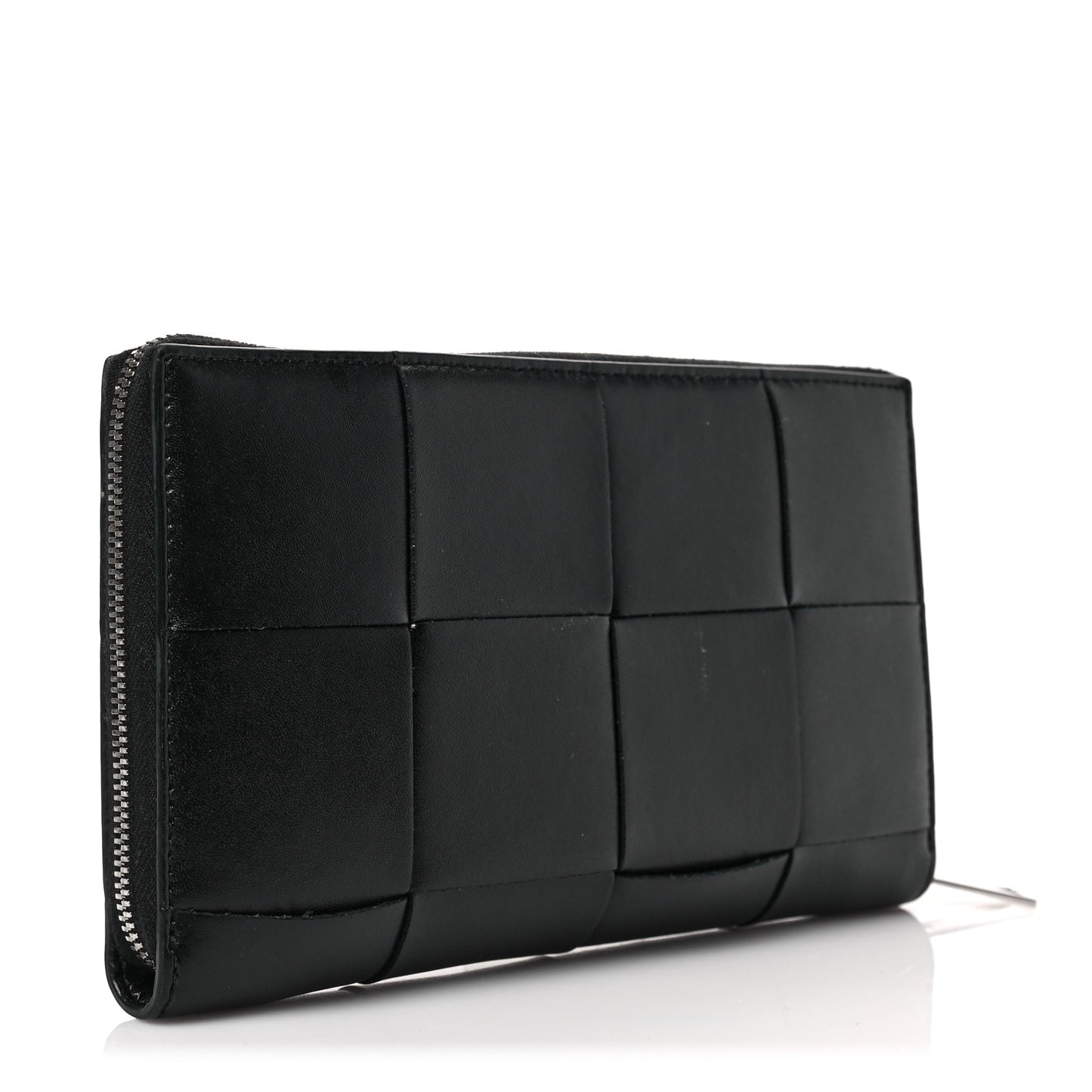 Nappa Maxi Intrecciato Zip Around Wallet Black
