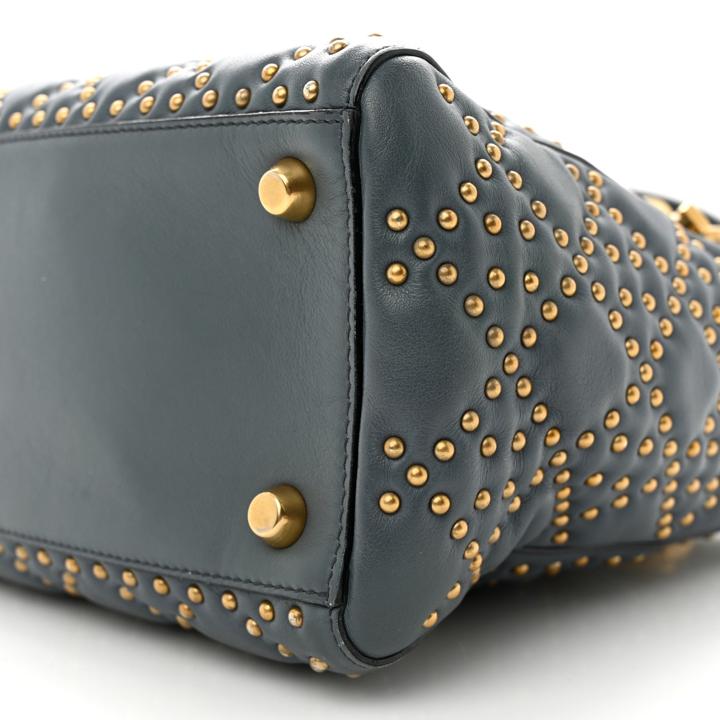 Calfskin Cannage Studded Medium Supple Lady Dior Grey