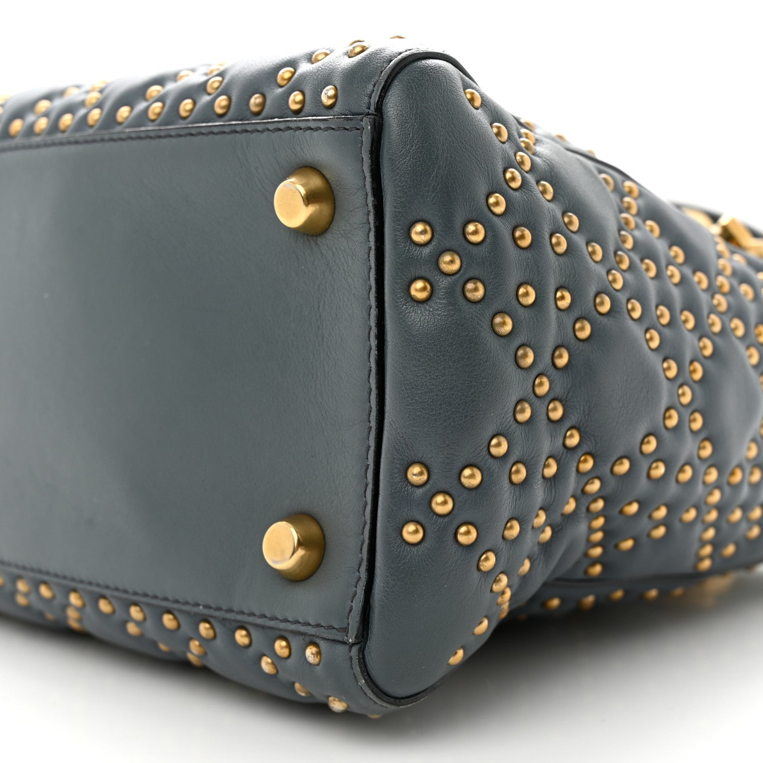 Christian Dior Calfskin Cannage Studded Medium Supple Lady Dior Grey 10 of 16