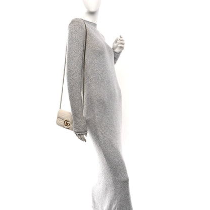 Gucci Calfskin Matelasse Super Mini GG Marmont Shoulder Bag White 2 of 10