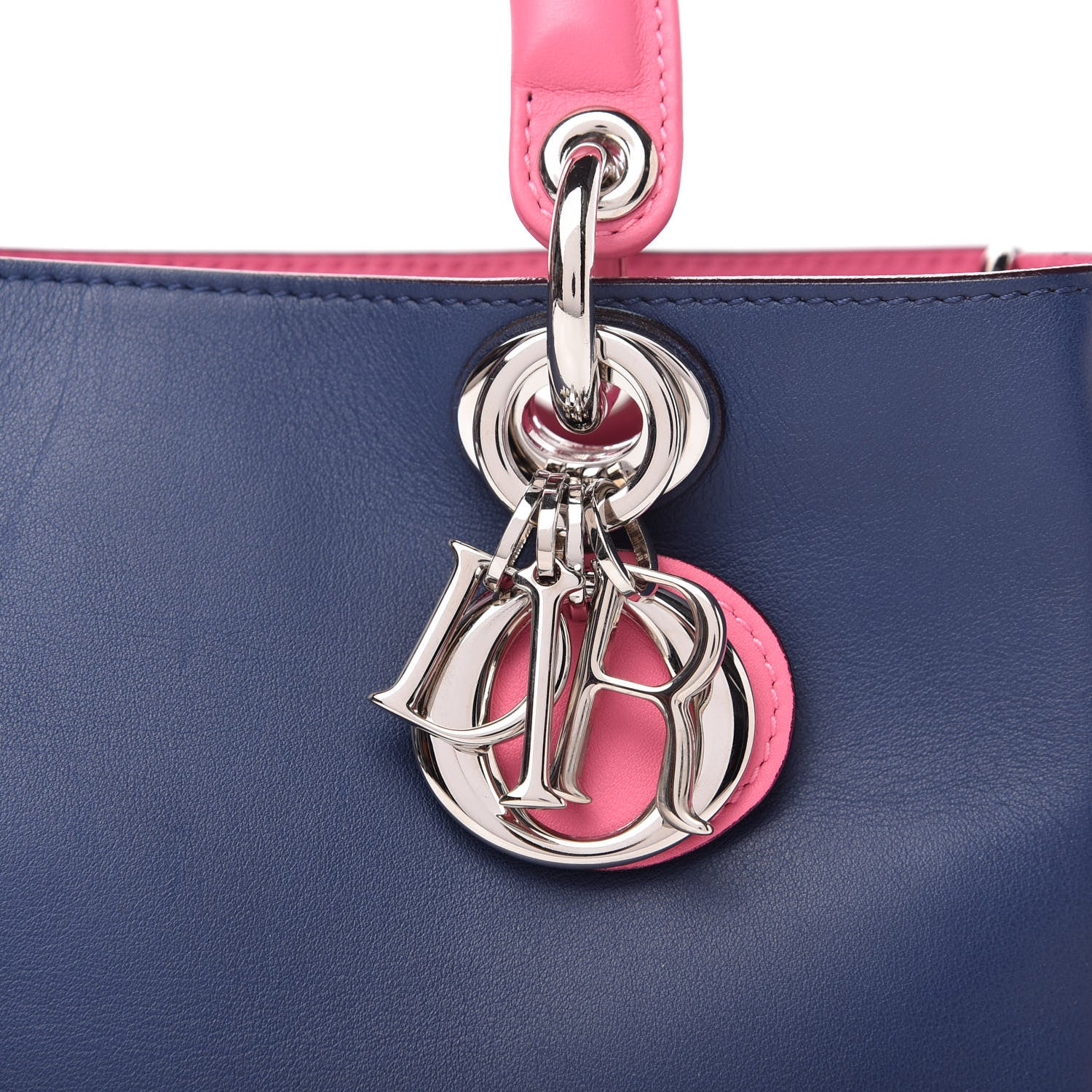 Christian Dior Smooth Calfskin Small Tri-Color Diorissimo Bag Navy Pink 9 of 9