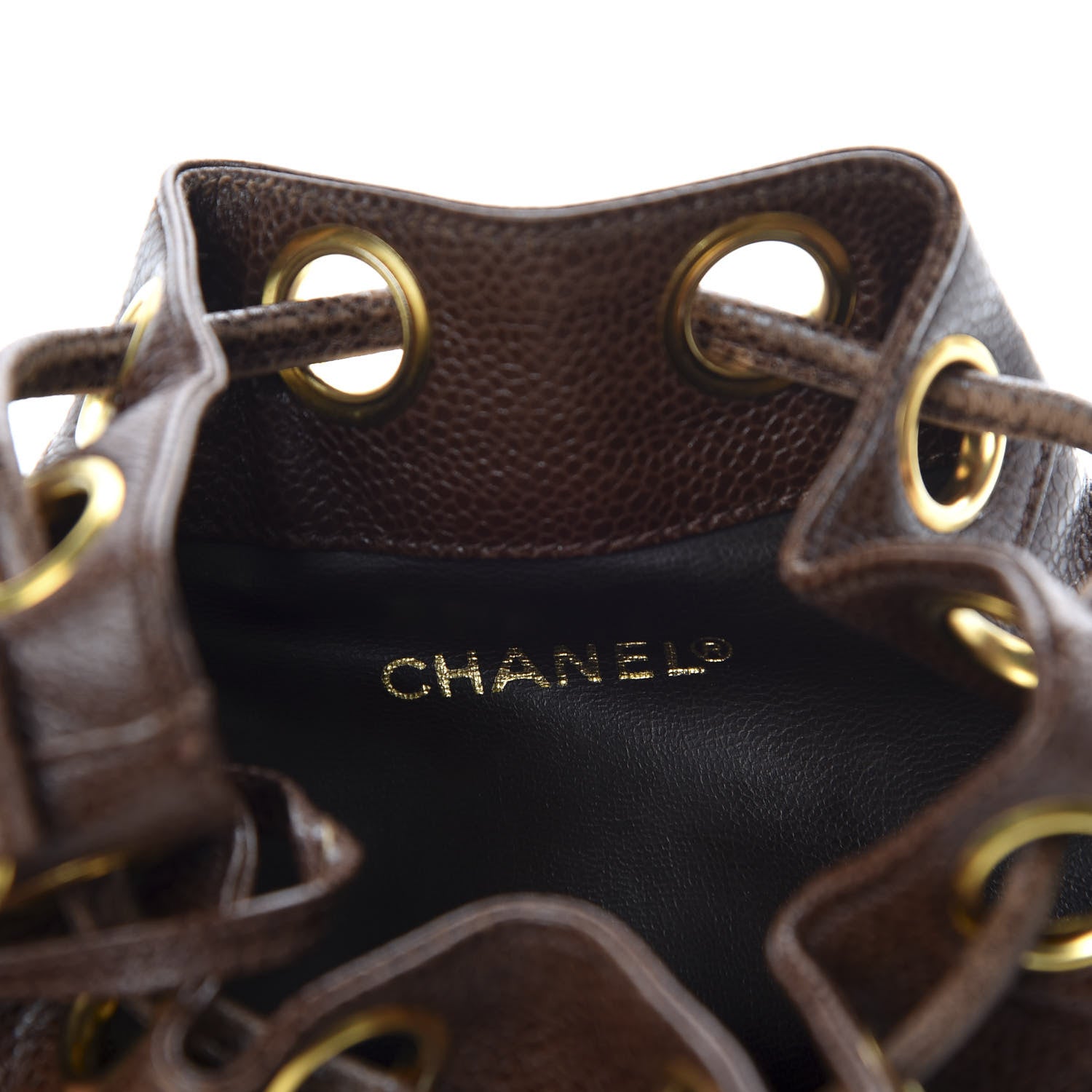 Chanel Caviar Drawstring Bucket Bag Brown 8 of 13