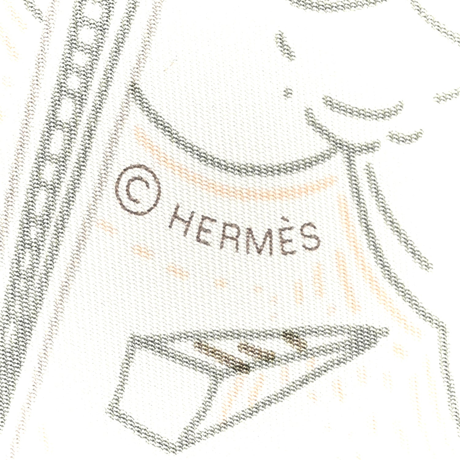 Hermes Silk Please Hold The Line Scarf 90 White Rose Nacre Vert de Gris 5 of 5