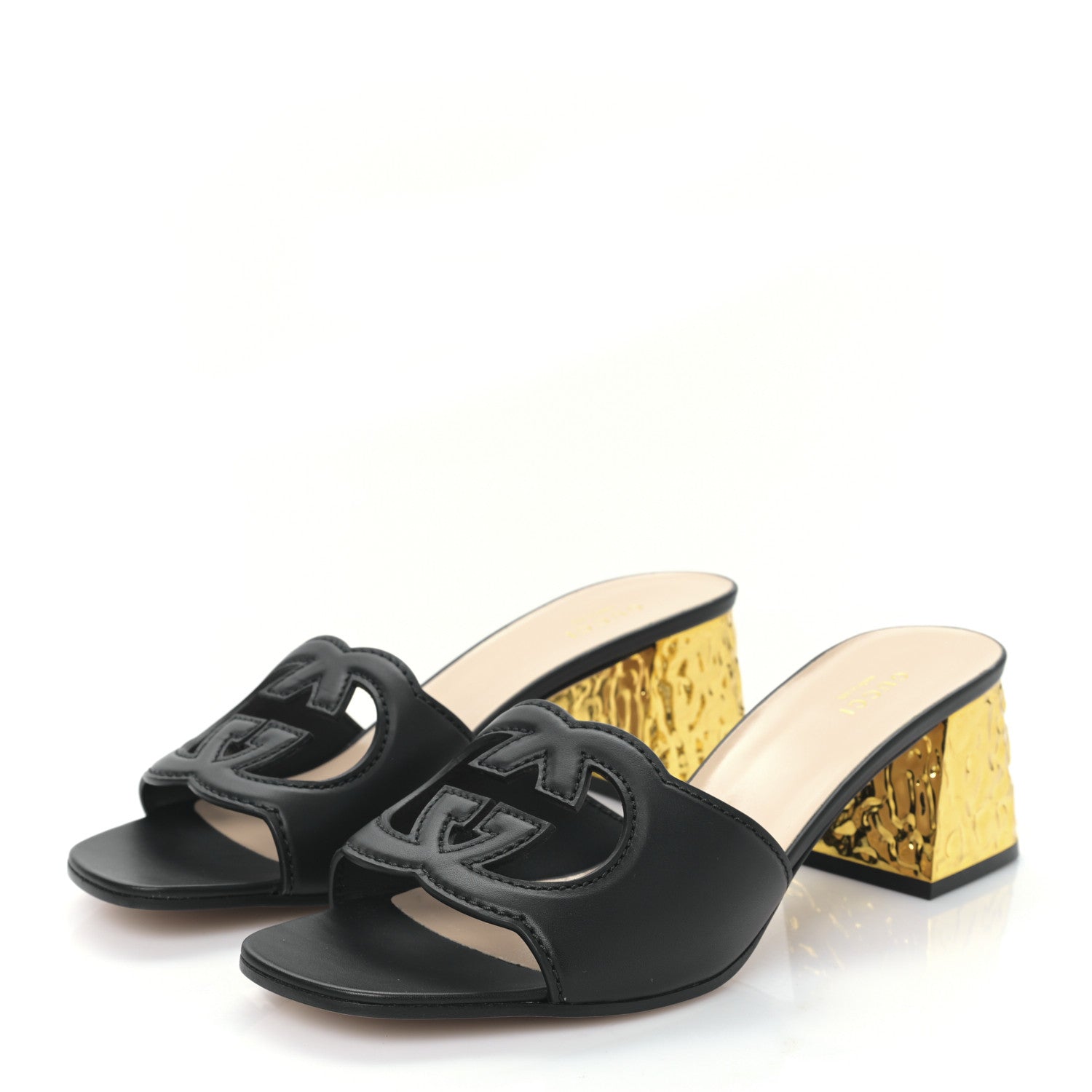 Gucci Cosmos Softy Calfskin Interlocking G Cut Out 55mm Slide Sandals 41 Black 3 of 7