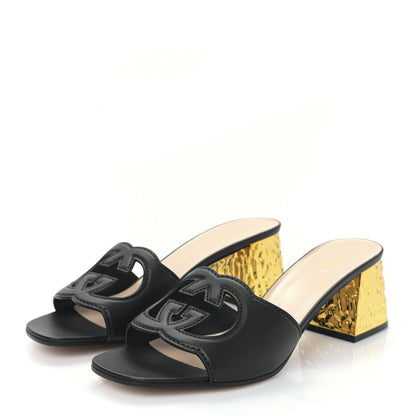 Gucci Cosmos Softy Calfskin Interlocking G Cut Out 55mm Slide Sandals 41 Black 3 of 7