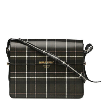 Burberry Calfskin Tartan Print Large Grace Bag Dark Green 1 of 17