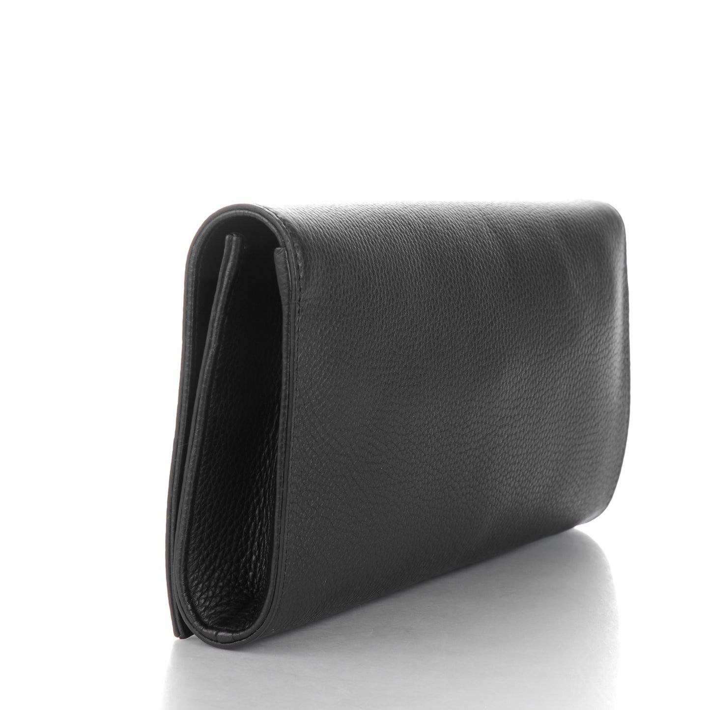 Pebbled Calfskin Medium Soho Clutch Black