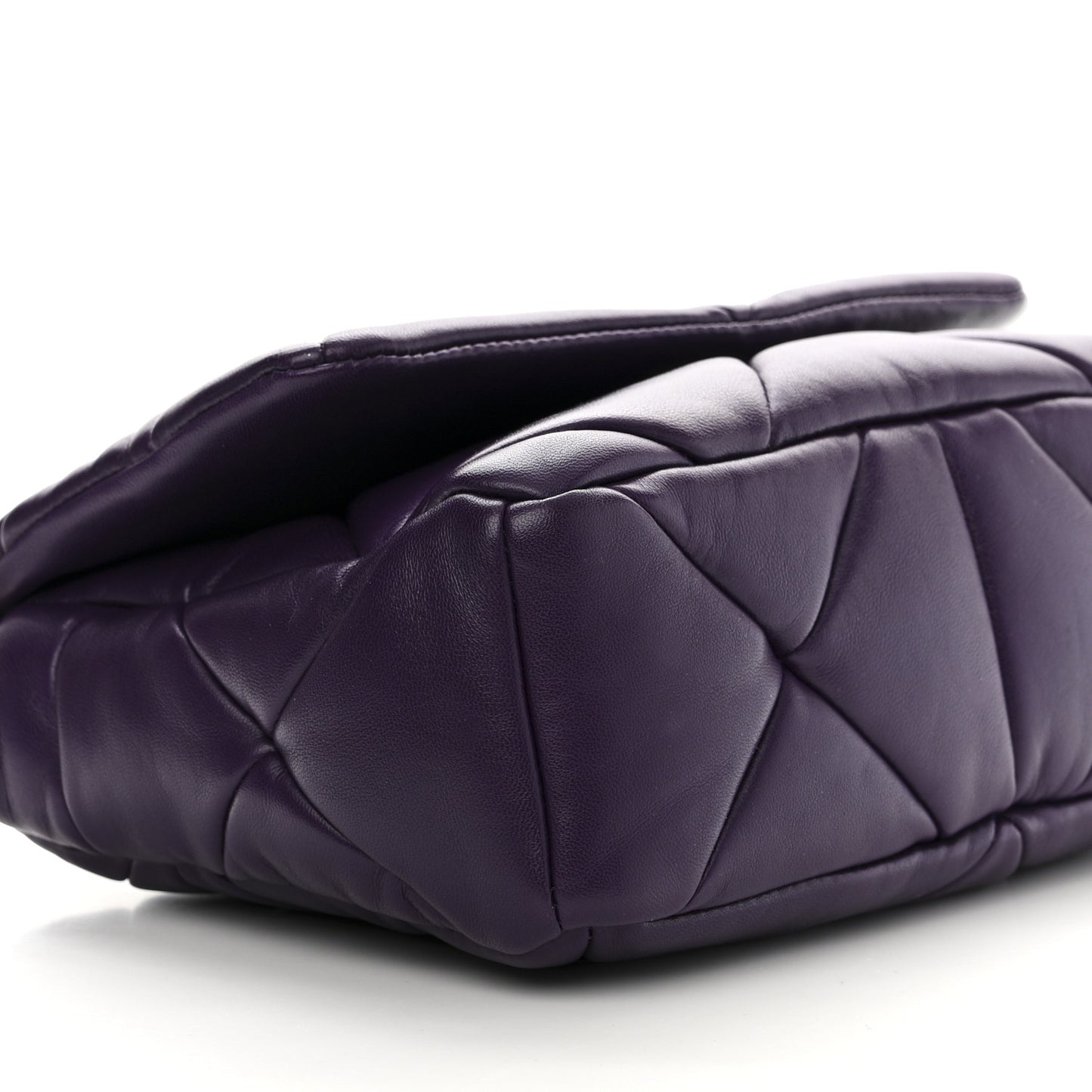 Nappa Re-Nylon Triangle Quilted Patchwork System Flap Shoulder Bag Viola