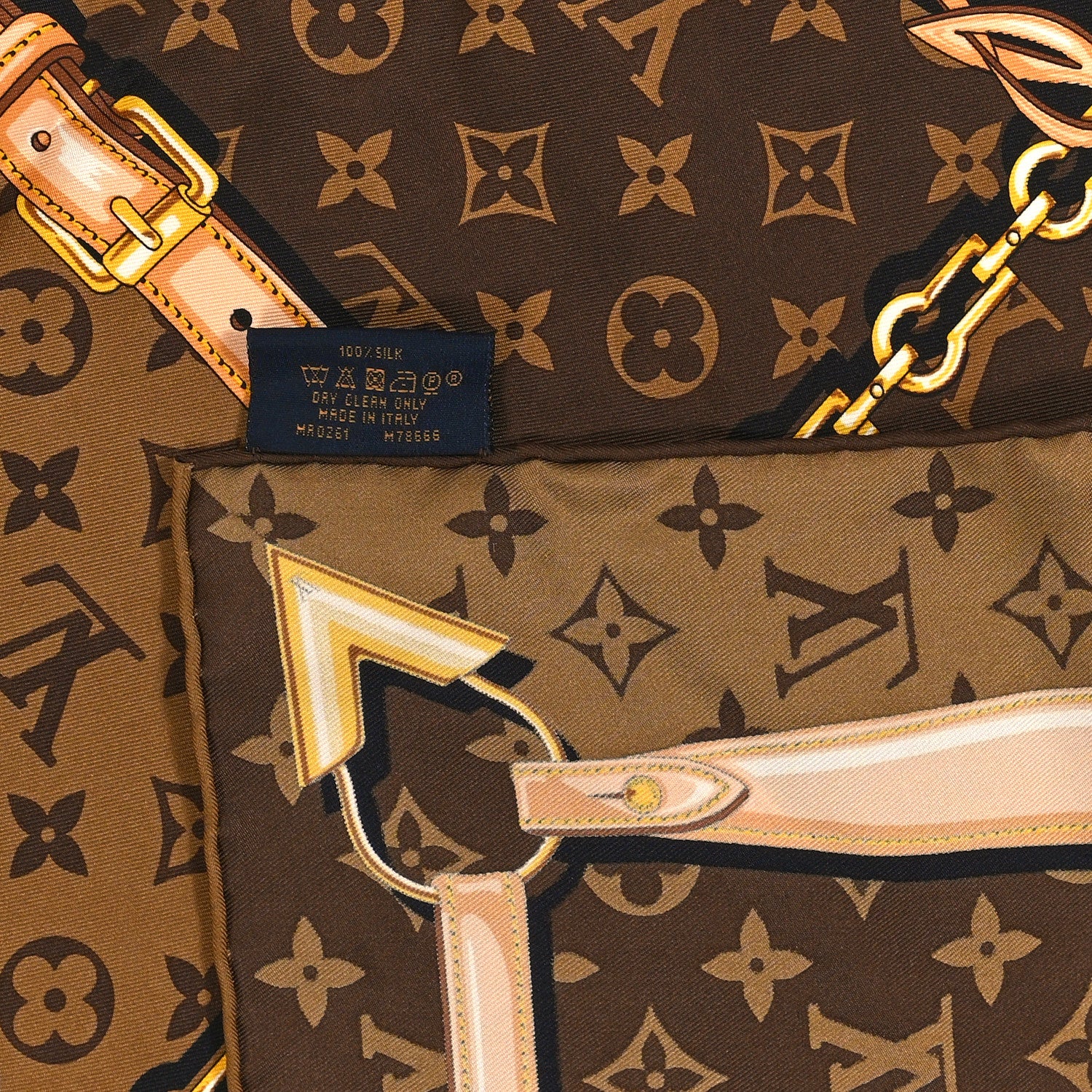 Louis Vuitton Silk Monogram Confidential Square Scarf Brown 3 of 3