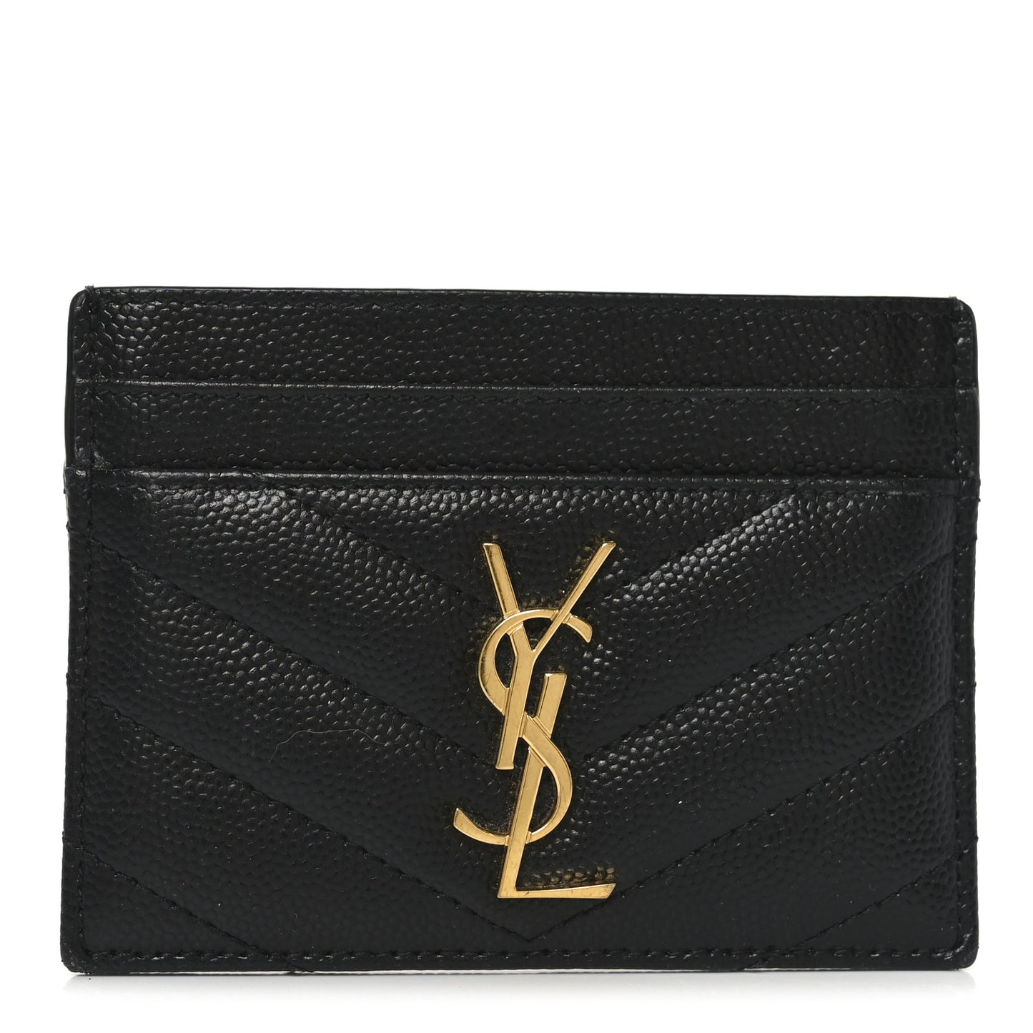 Grain De Poudre Matelasse Chevron Monogram Credit Card Case Black