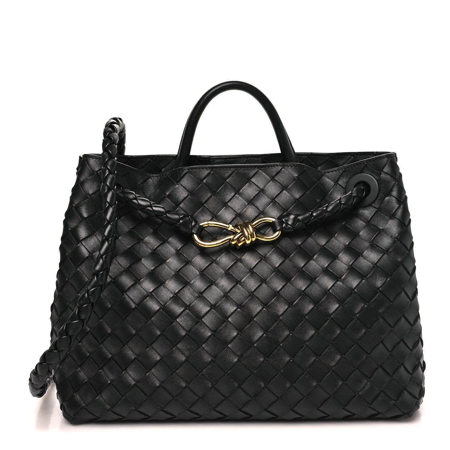 Bottega Veneta Nappa Intrecciato Medium Andiamo Shoulder Bag Black 1 of 9