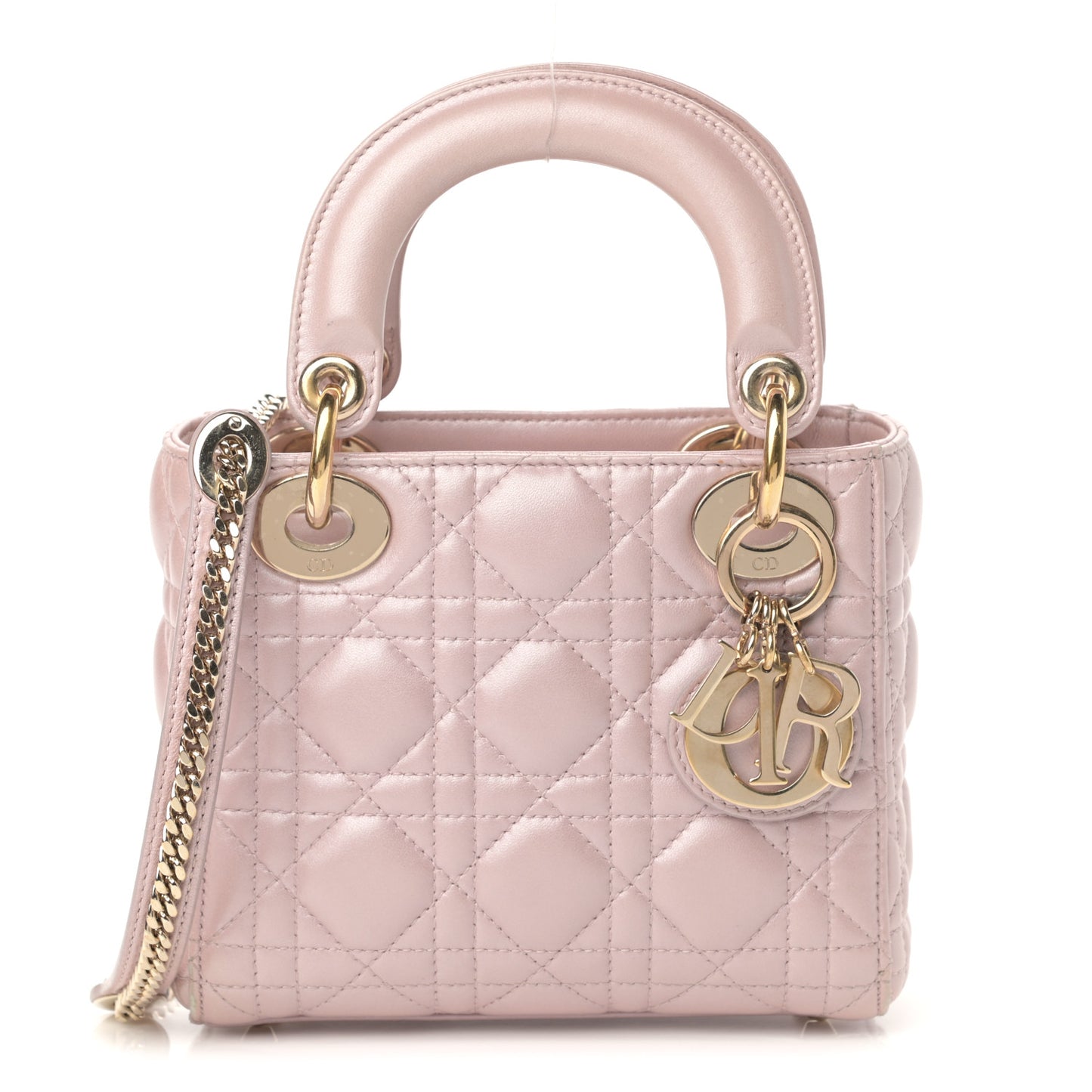 Metallic Lambskin Cannage Mini Lady Dior Lotus