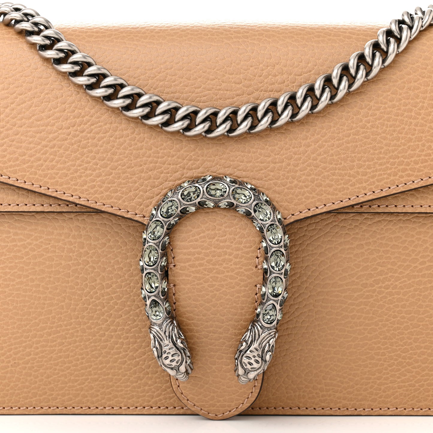Dollar Calfskin Crystal Small Dionysus Shoulder Bag Natural Tan Black Diamond
