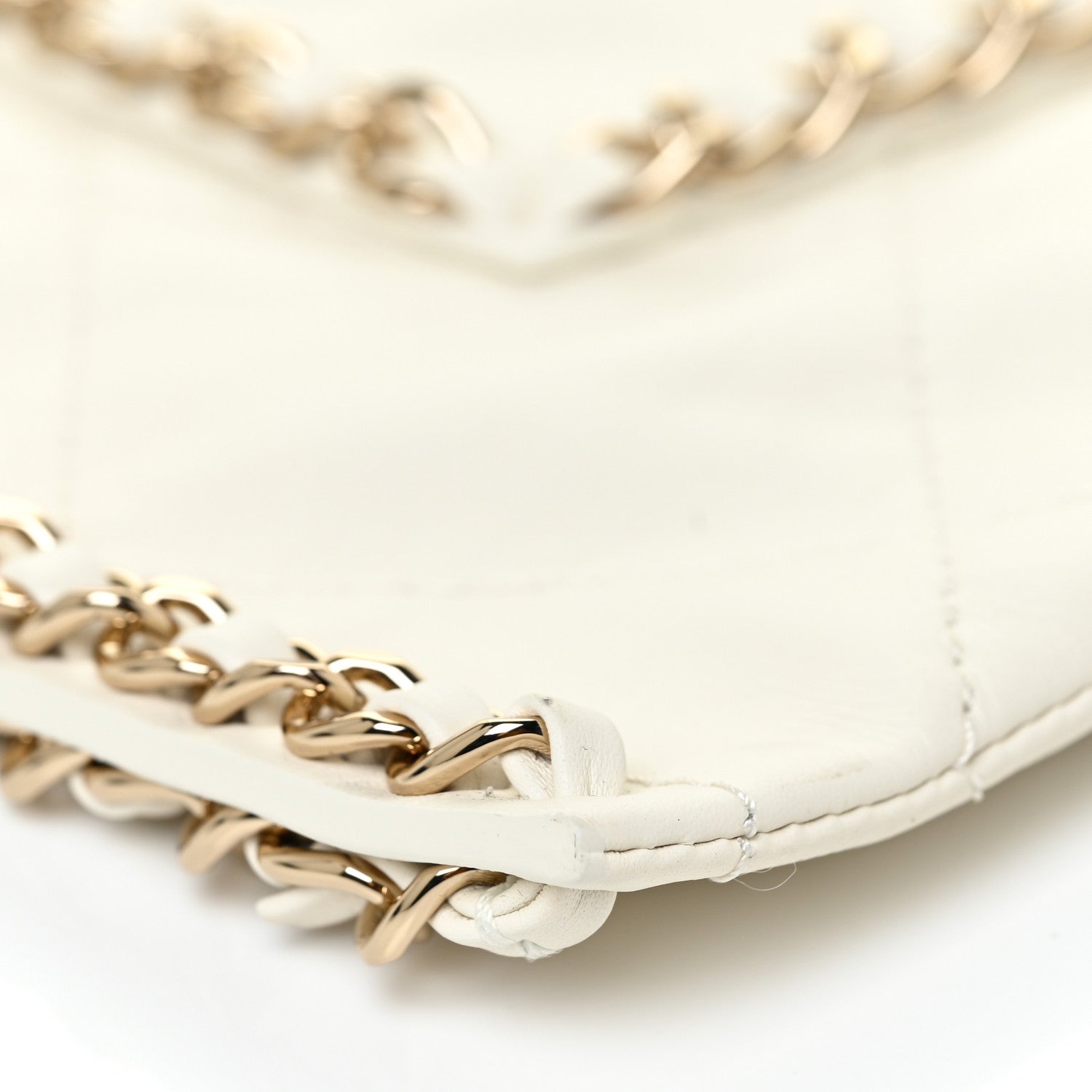 Chanel Calfskin Quilted Chain Flat Tote White 9 of 13