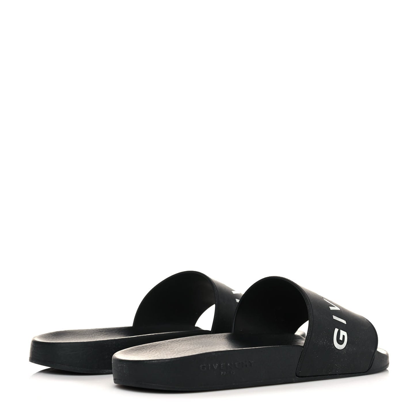 Rubber Logo Mens Pool Slide Sandals 44 Black
