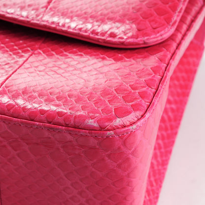 Chanel Python Jumbo Double Flap Dark Pink 12 of 13