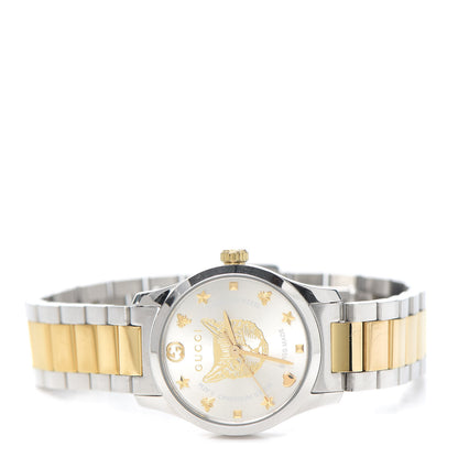 Gucci Stainless Steel 27mm G-Timeless Two Tone Cat Quartz Watch 2 of 6