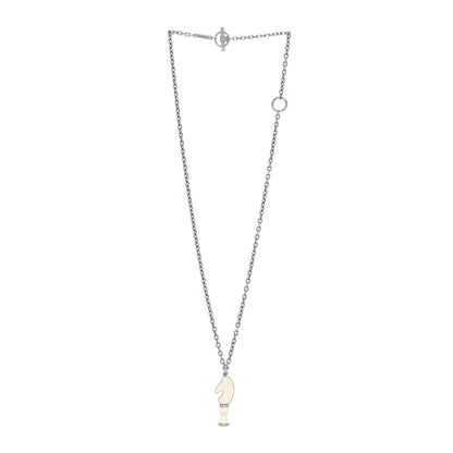 Hermes Lacquered Palladium Cavalier Necklace Craie 3 of 6