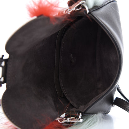 Fendi Nappa Shatoosh Fox Goat Fur Monster Micro Baguette Carbone Tangerine Luna 5 of 9