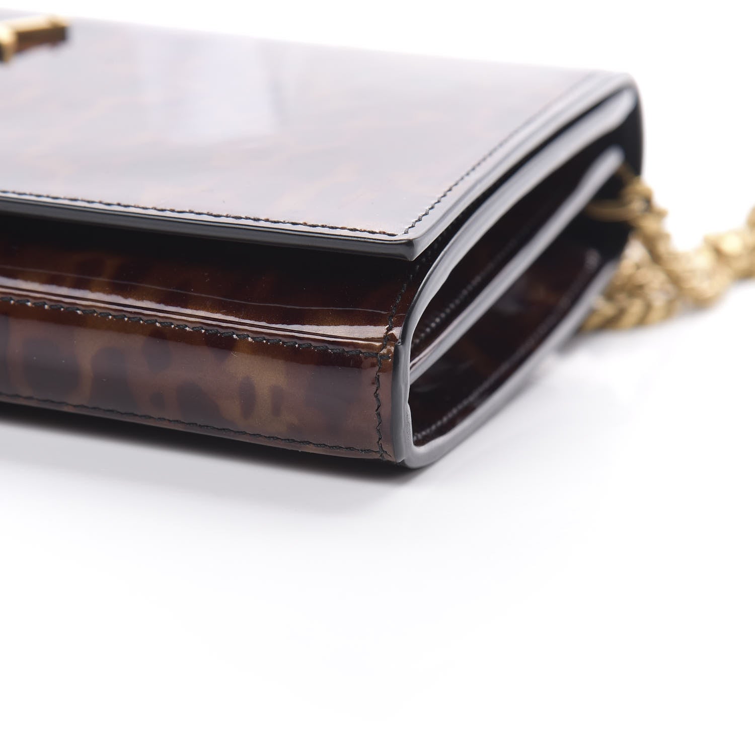 Saint Laurent Patent Monogram Chain Wallet Tortoiseshell 10 of 11