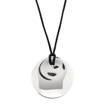 Tiffany Sterling Silver Elsa Peretti Round Disc Pendant Silk Cord Necklace 1 of 5