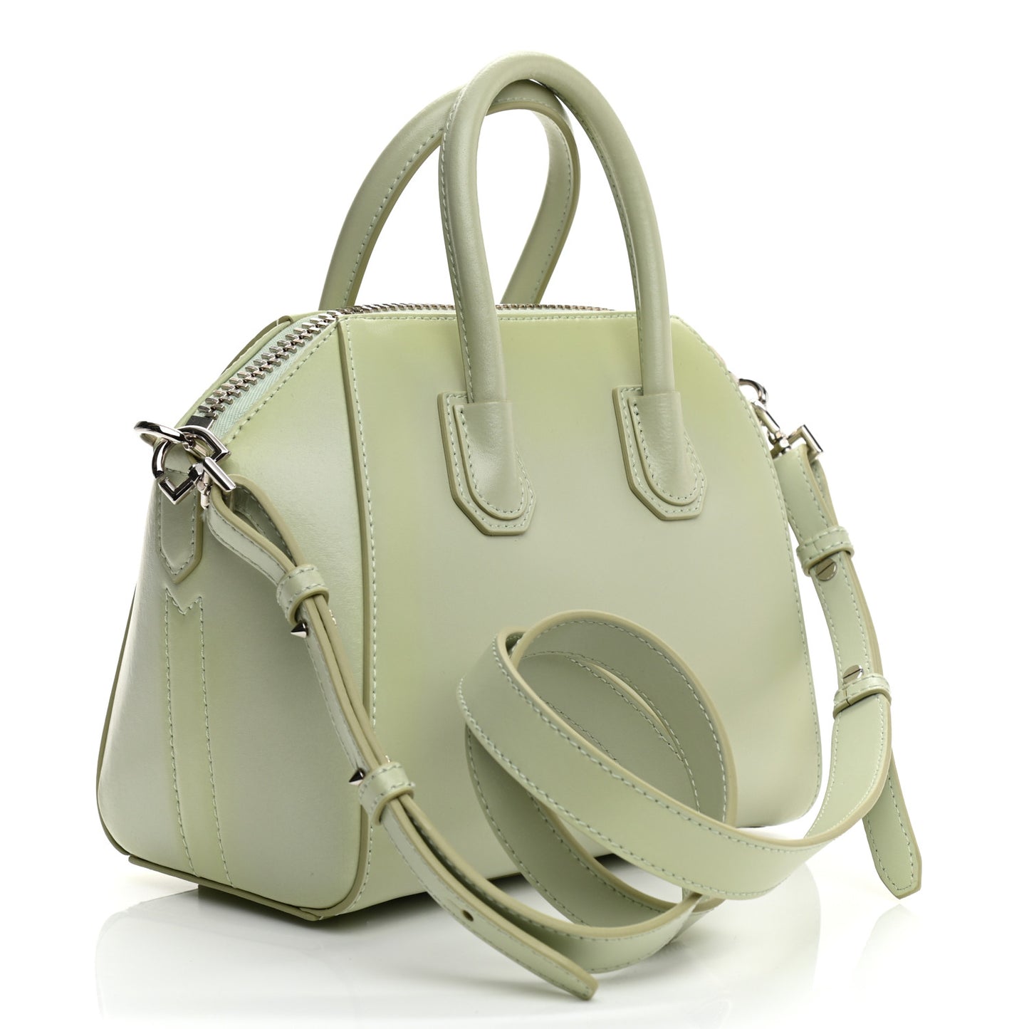 Shiny Lord Calfskin Mini Antigona Aqua Green