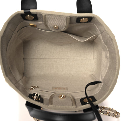 Chanel Mixed Fibers Small Deauville Tote Beige Black 6 of 11