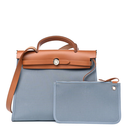 Hermes Military Toile Vache Hunter Herbag Zip PM 31 Bleu Lin 1 of 5