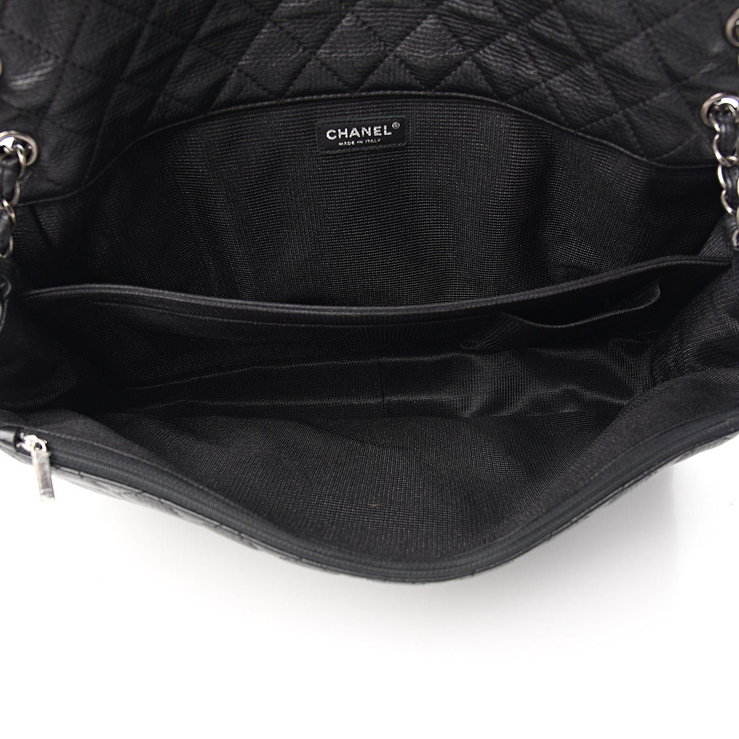 Calfskin Quilted XXL Travel Flap Bag Black