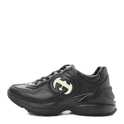 Gucci Dali Soft Calfskin Cut Out Interlocking G Womens Rhyton Sneakers 37 Black Ivoire 1 of 8