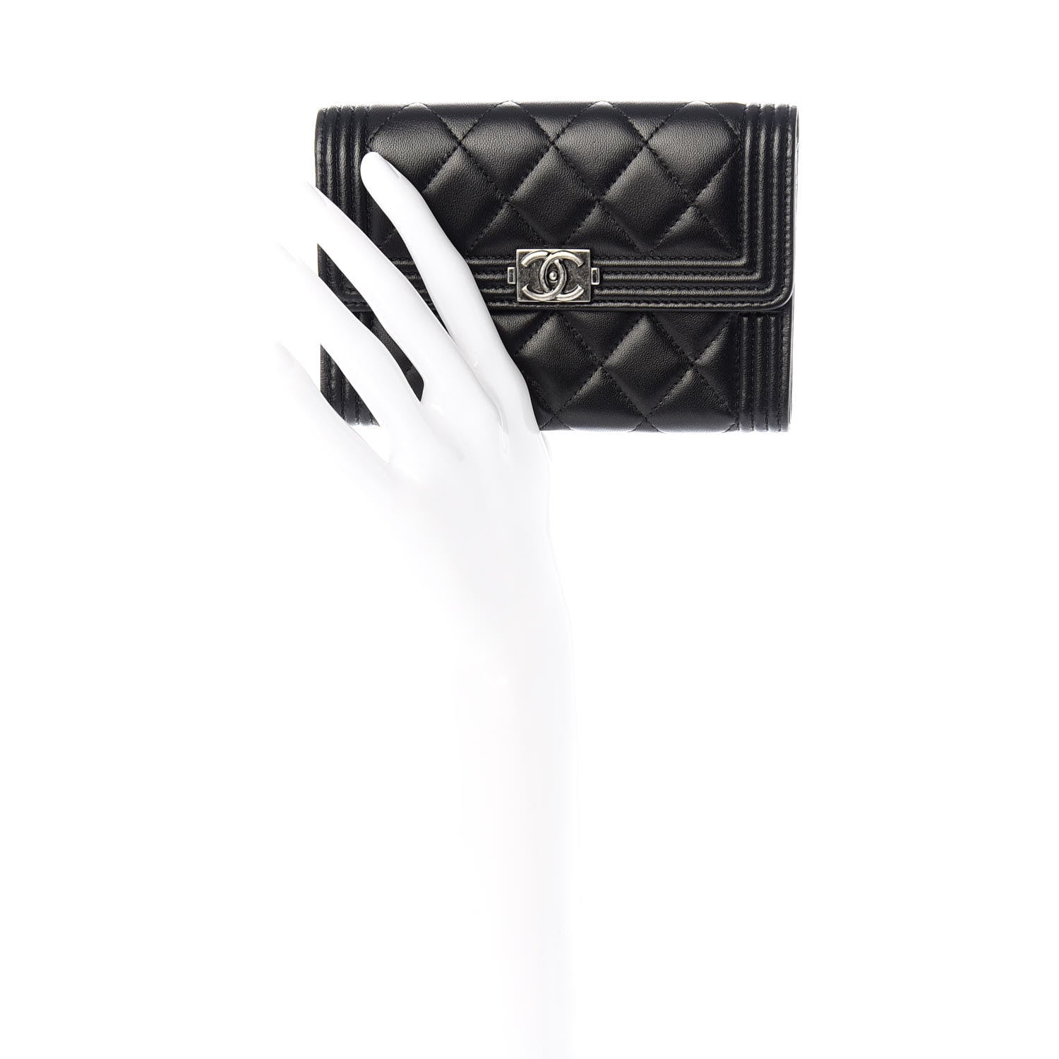 Chanel Lambskin Quilted Medium Boy Flap Wallet Black 2 of 9