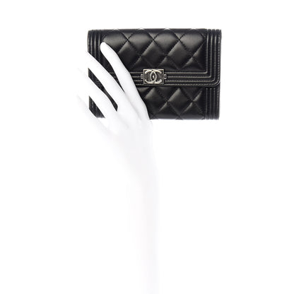 Chanel Lambskin Quilted Medium Boy Flap Wallet Black 2 of 9