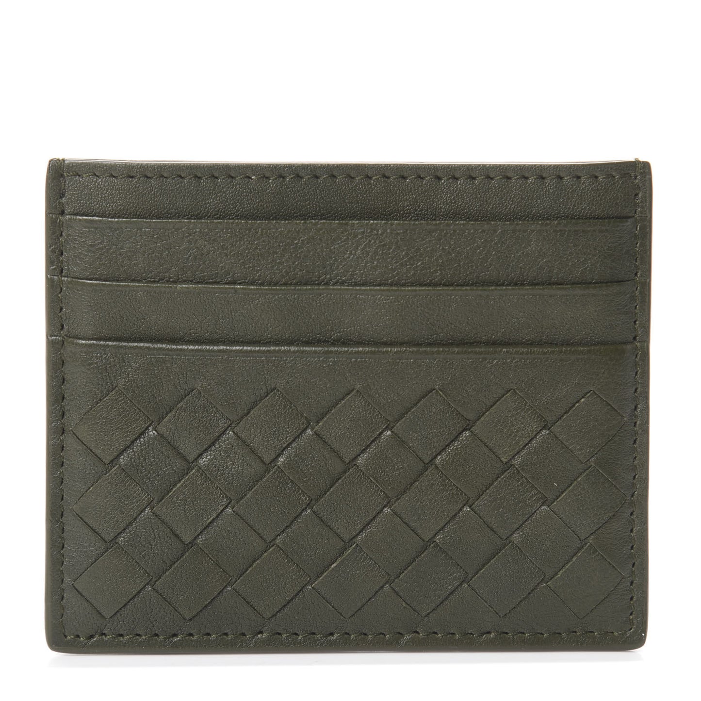 Nappa Intrecciato VN Card Case Kaki Fondente