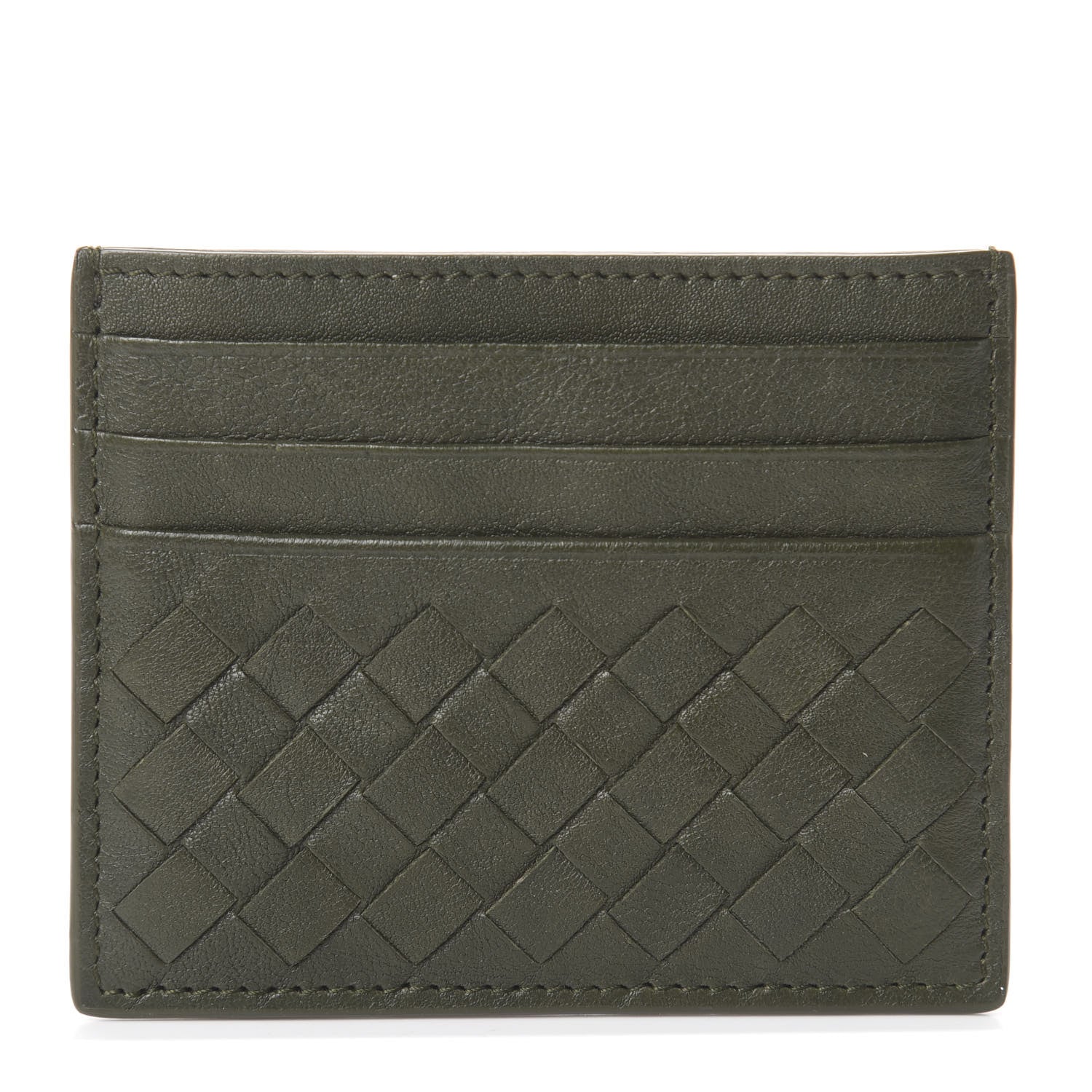 Bottega Veneta Nappa Intrecciato VN Card Case Kaki Fondente 1 of 5