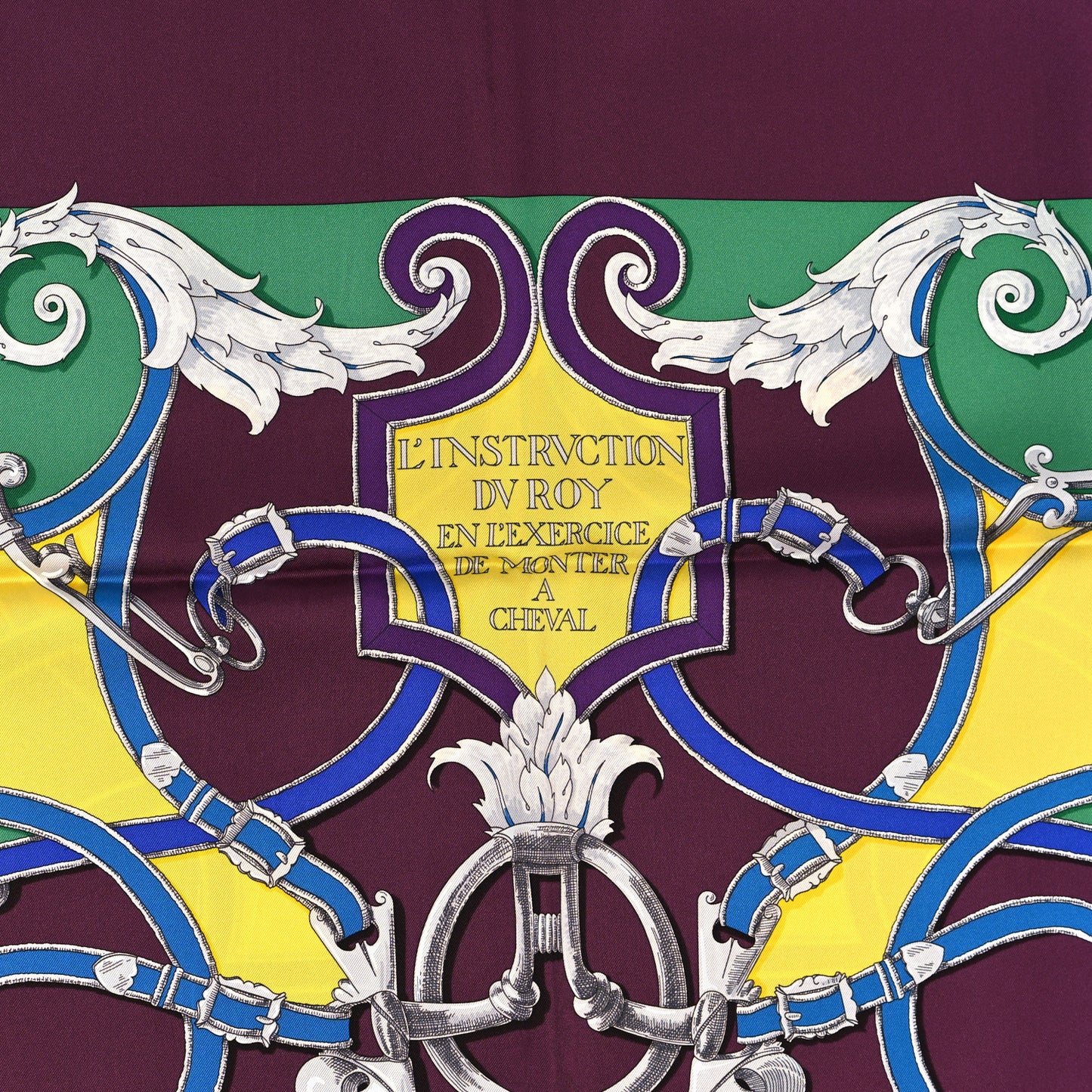 Silk L'Instruction Du Roy Scarf 90 Prune Jaune Vert