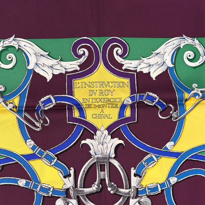 Hermes Silk L'Instruction Du Roy Scarf 90 Prune Jaune Vert 4 of 4