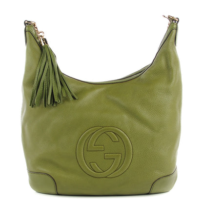 Gucci Pebbled Calfskin Medium Soho Chain Hobo Green 1 of 7