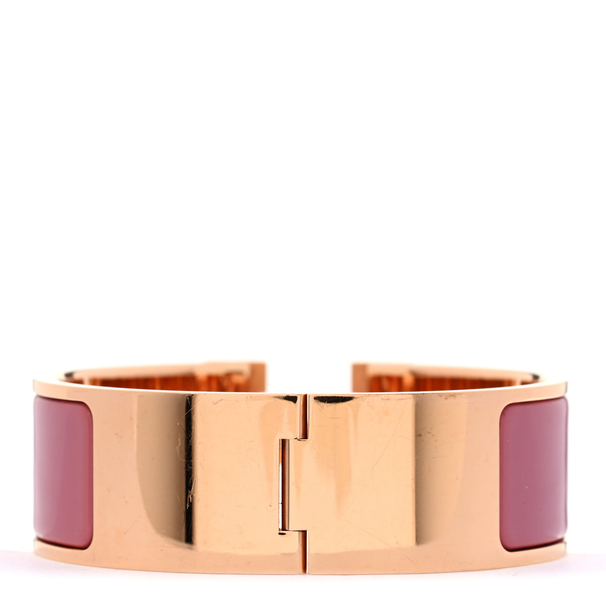 Hermes Enamel Wide Clic Clac H Bracelet GM Rose Velours 3 of 4