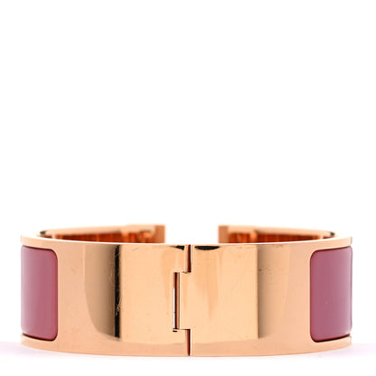 Hermes Enamel Wide Clic Clac H Bracelet GM Rose Velours 3 of 4