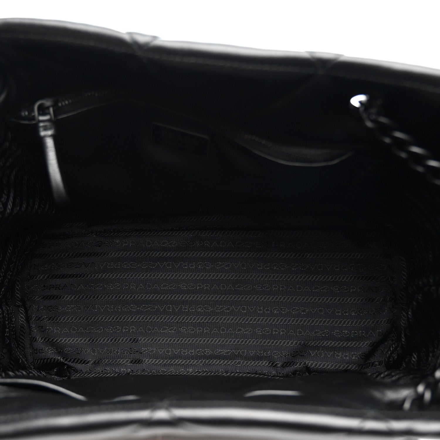 Prada Nappa Stitched Monochrome Chain Tote Bag Black 5 of 10