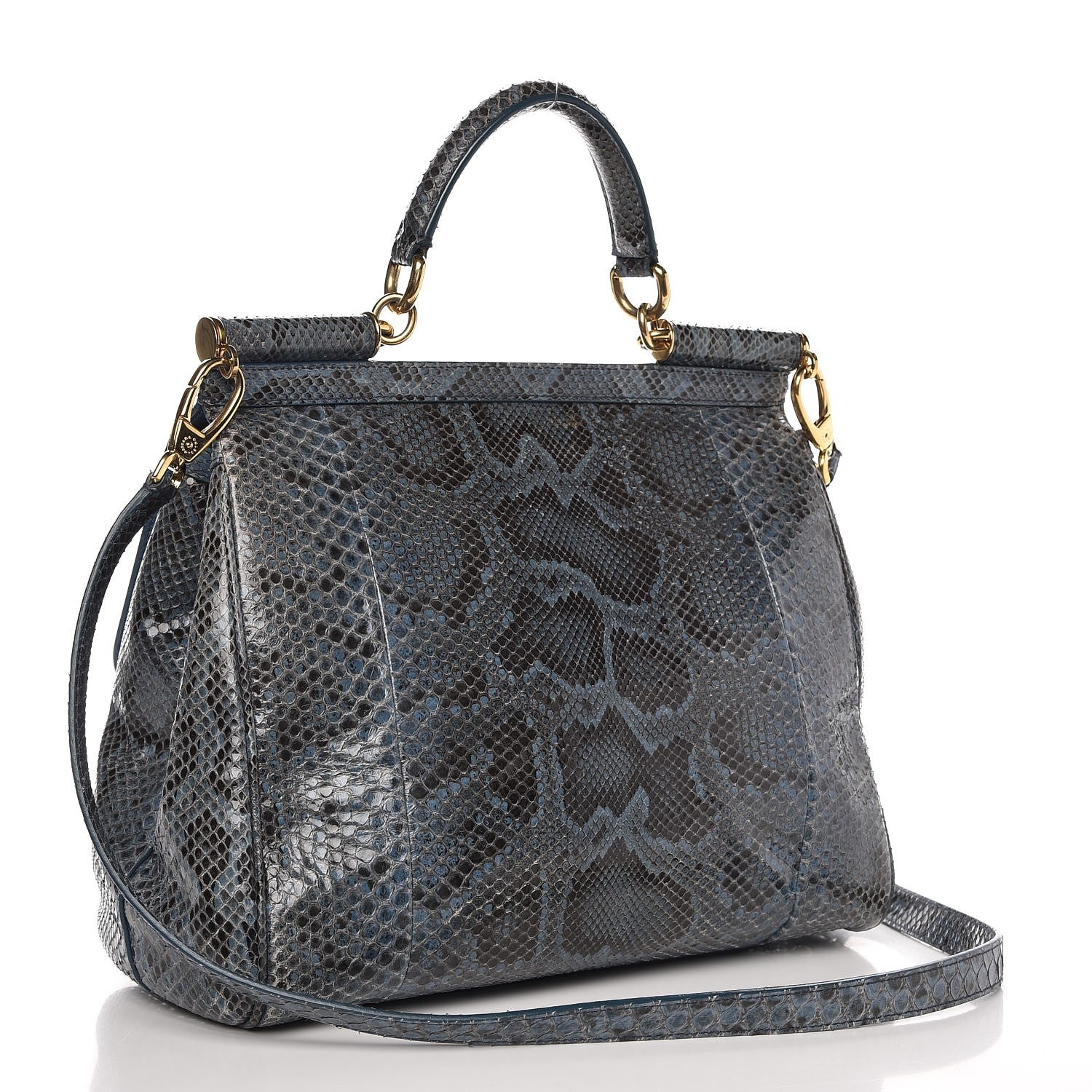 Dolce & Gabbana Python Large Miss Sicily Satchel Blue 4 of 12