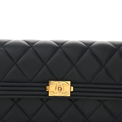 Chanel Lambskin Quilted Large Boy Gusset Flap Wallet Navy 9 of 11