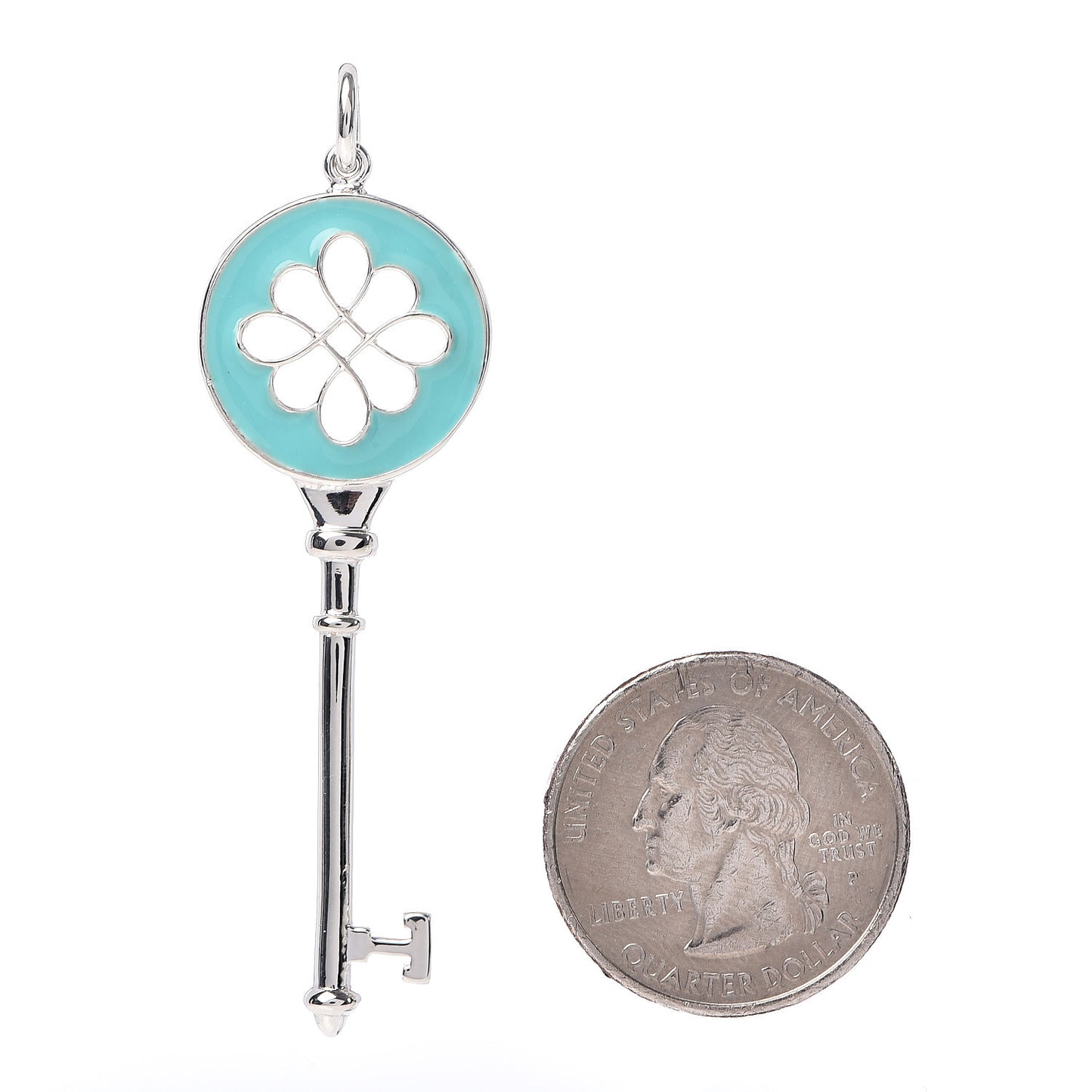 Sterling Silver Enamel Knot Key Pendant Blue
