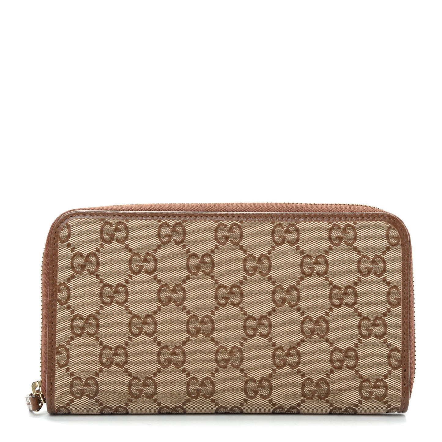 Monogram Dollar Calfskin Zip Around Wallet Beige Ebony Tabacco