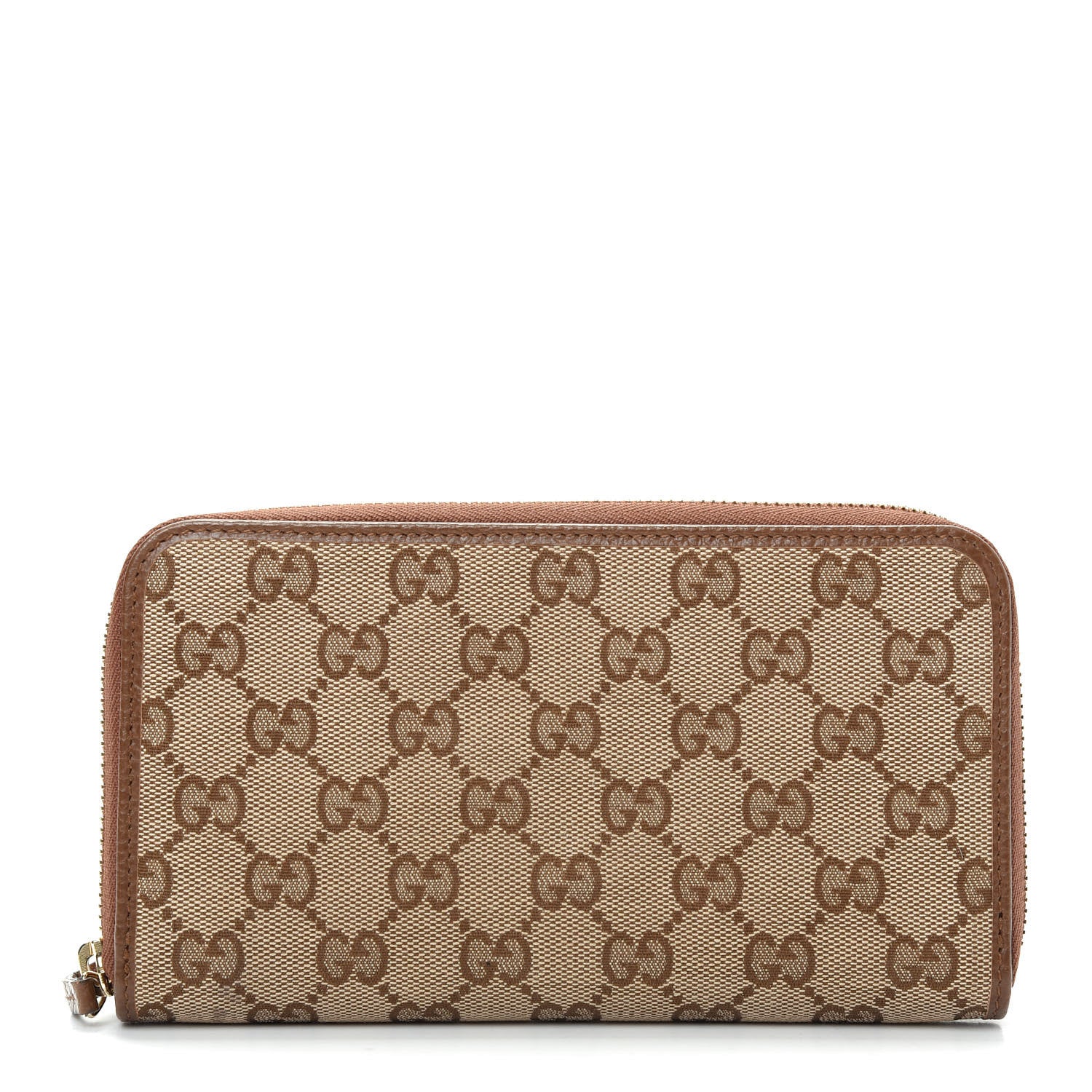 Gucci Monogram Dollar Calfskin Zip Around Wallet Beige Ebony Tabacco 1 of 8